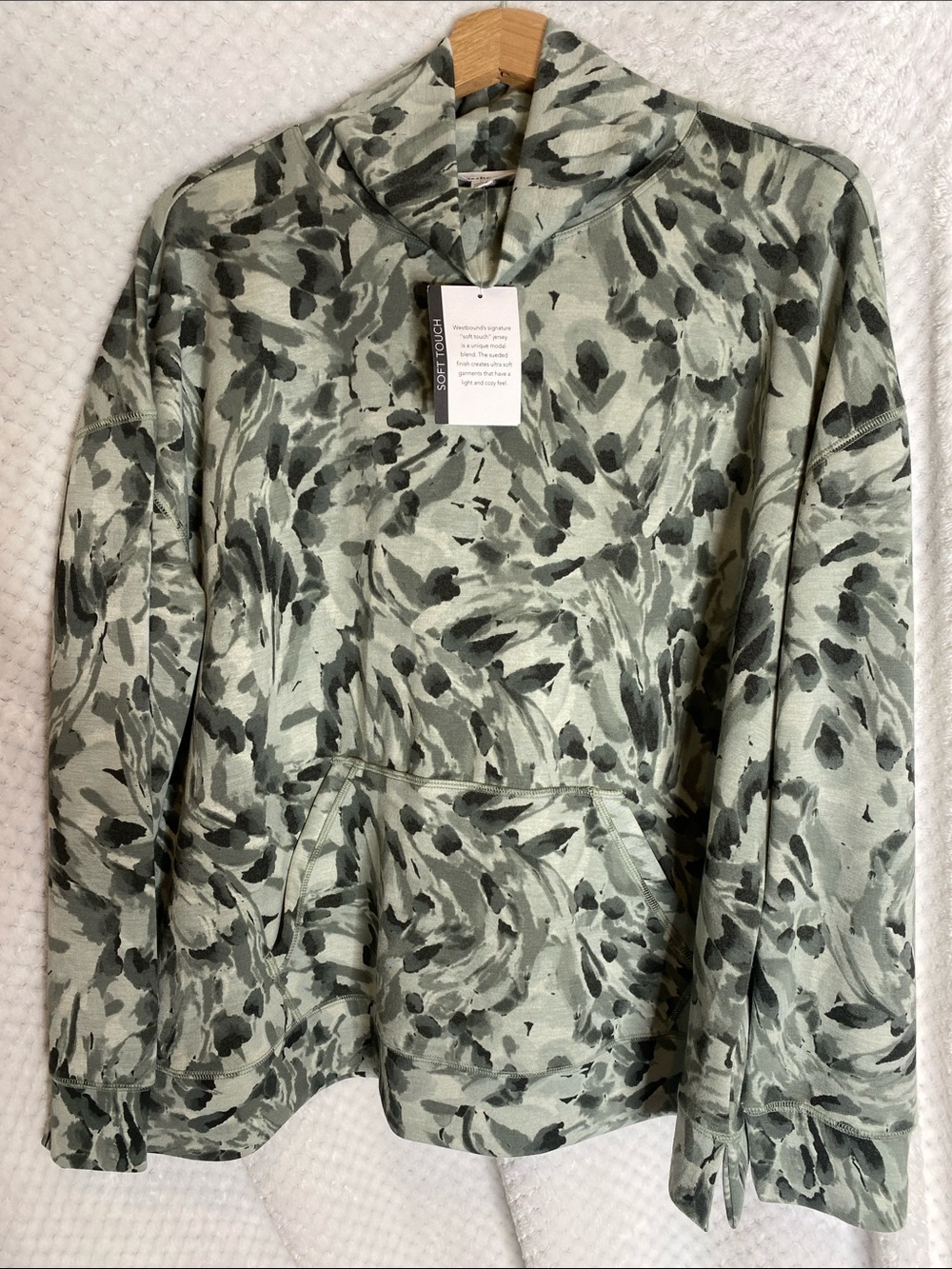 Westbound Sage Green Print Soft Touch Jersey Top